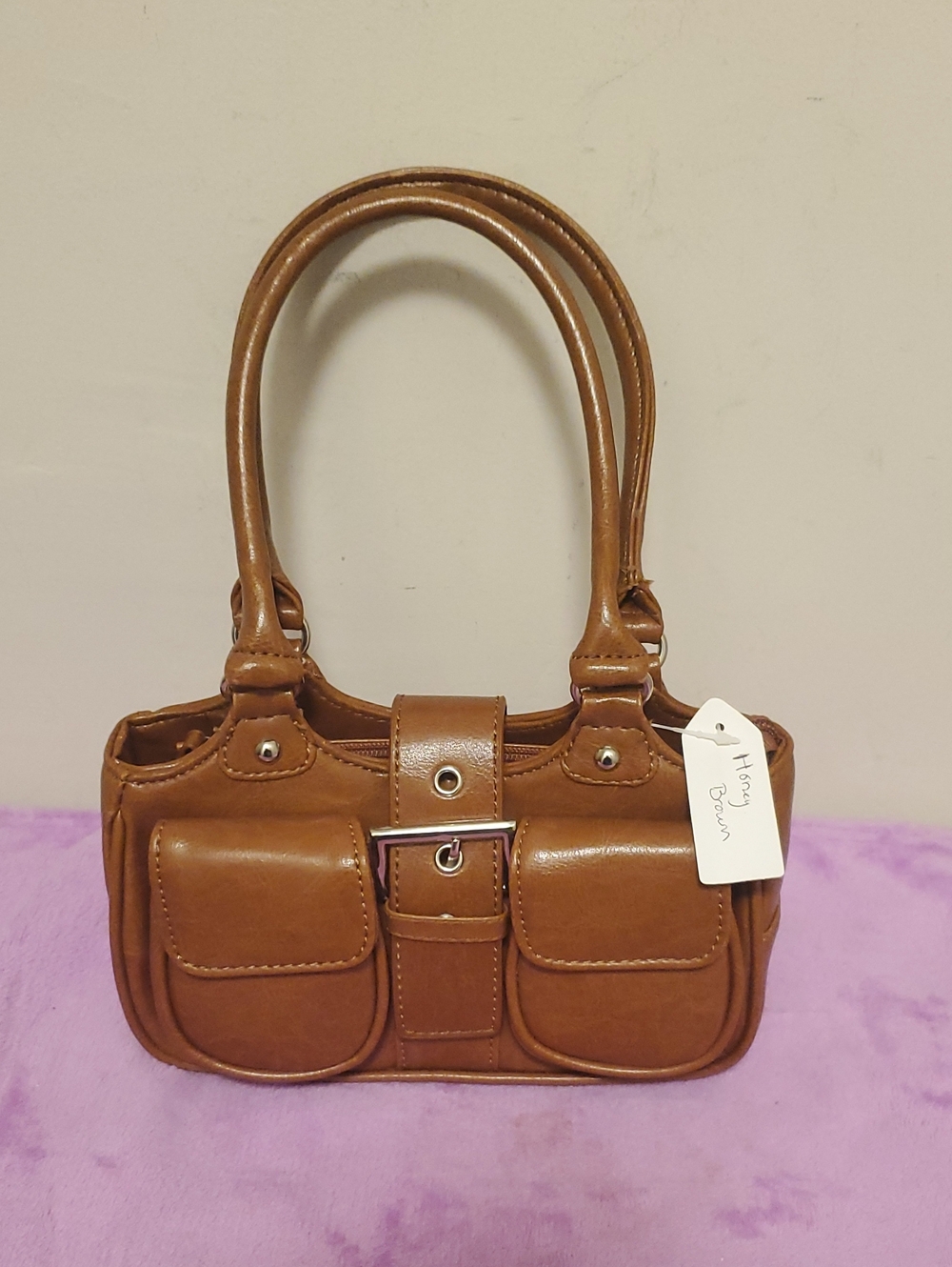 Pretty Angel Tan Shoulder Bag with Front Pockets